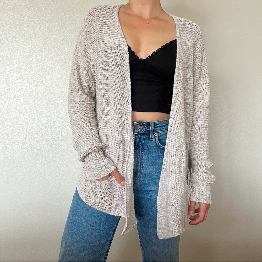 SOLD eileen fisher linen/cotton blend open cardigan sweater